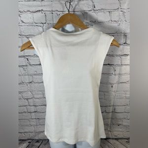 Anthropologie white ribbed sleeveless top